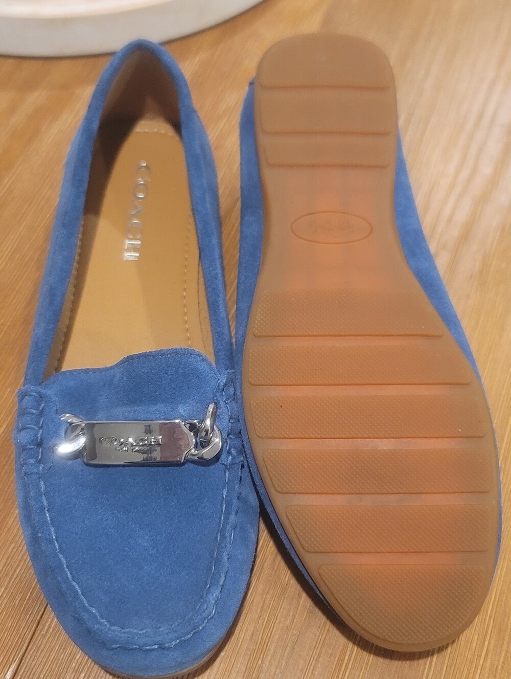 Coach Blue Suede Loafers with Silver Accent 7.5 B - Picture 5 of 10